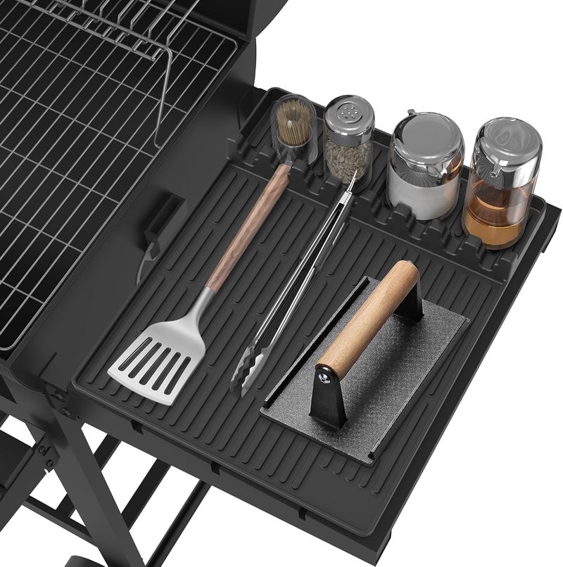 Uozuke Silicone Griddle Tools Mat for Blackstone - Large Silicone Spatula Mat with Drip Pad - Griddle Mats BBQ Grill Accessories - Side Shelf Mats Grill Pad for Blackstone Griddles Accessories(Black) - Image 1